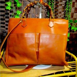 🔥EUC GUCCI DIANA BAMBOO LARGE WITH CROSSBODY STRAP CARMEL BROWN